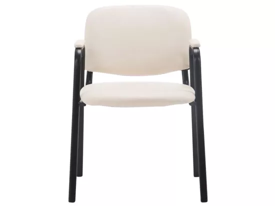 Lot de 4 Chaise de salle à manger - Similicuir & Métal noir mat - Crème - Ken Pro