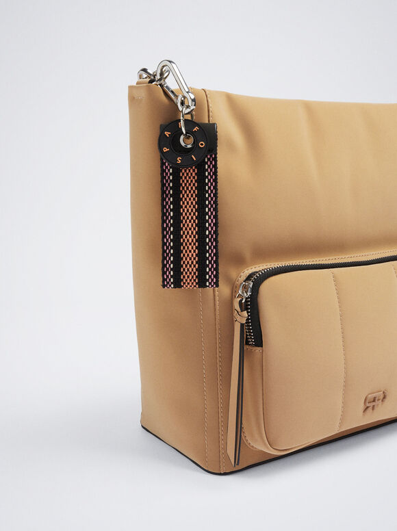 Bolsa de ombro com pingente - Camelo
