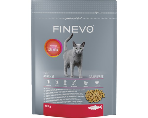 FINEVO Adult Cat Zalm droogvoer voor katten, graanvrij, 0,4 kg