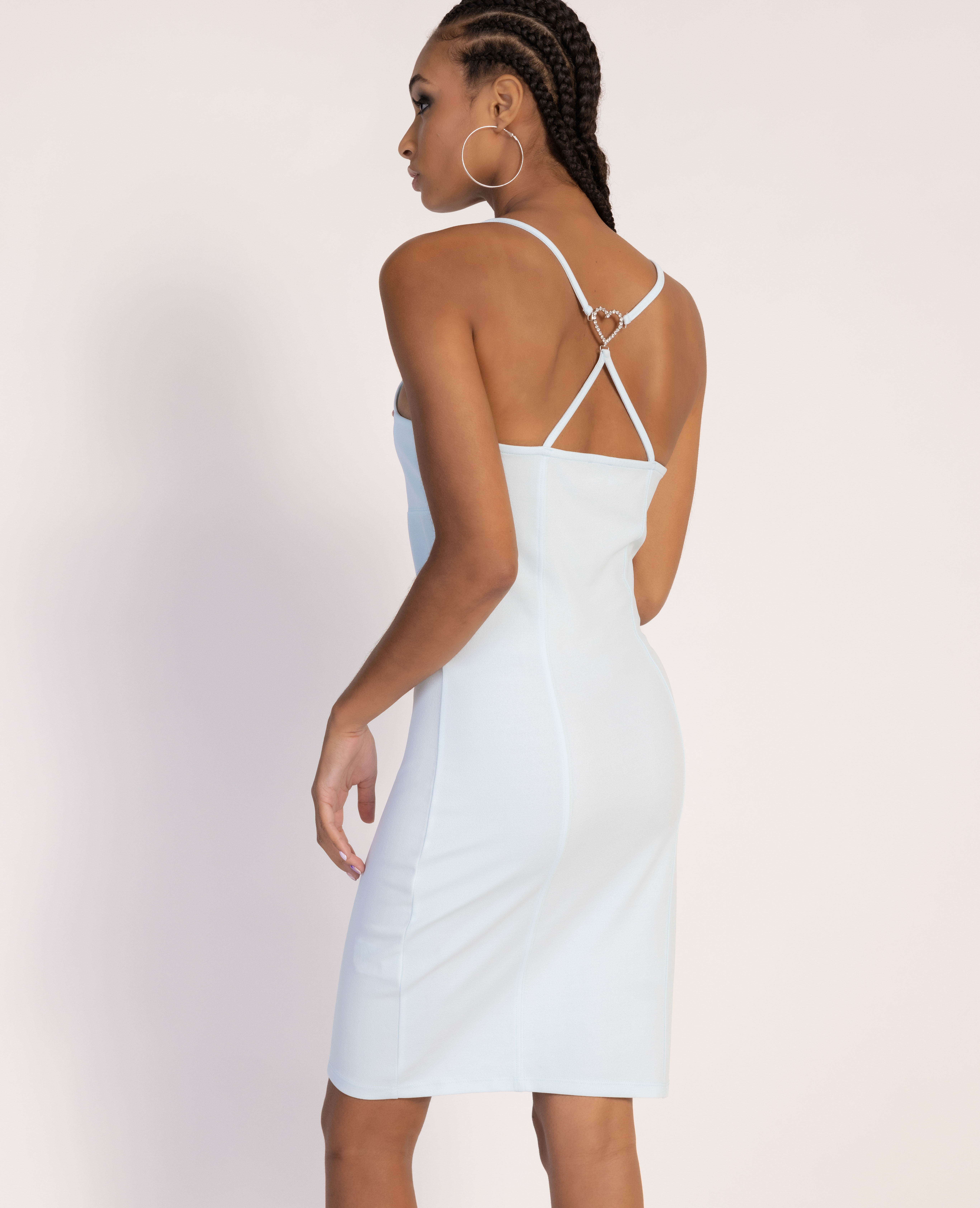 Robe courte avec cœur strass - Bleu clair