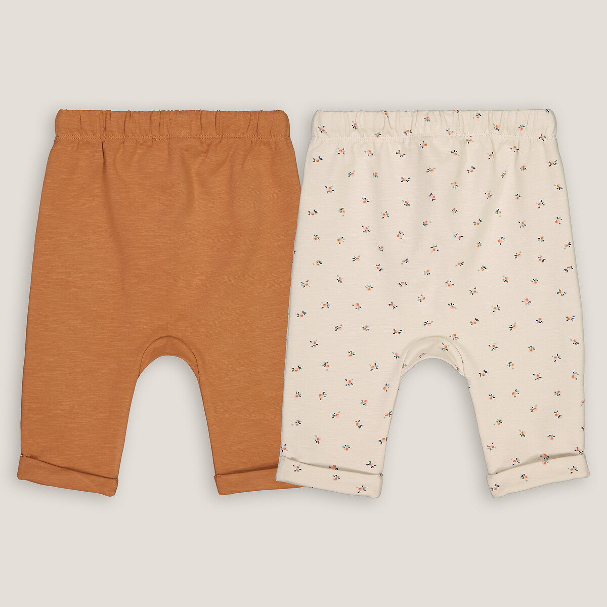 COLEÇÃO LA REDOUTE<br>Conjunto de 2 calças harém em tecido moleton slub