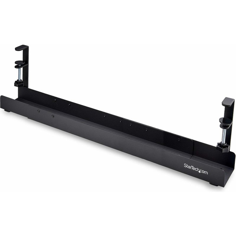 StarTech.com Goulotte Passe Câble Bureau, Organiseur de Câbles Ajustable en Longueur, Installation à Pinces, Aucun Perçage Nécessaire, Support Multiprise, Noir