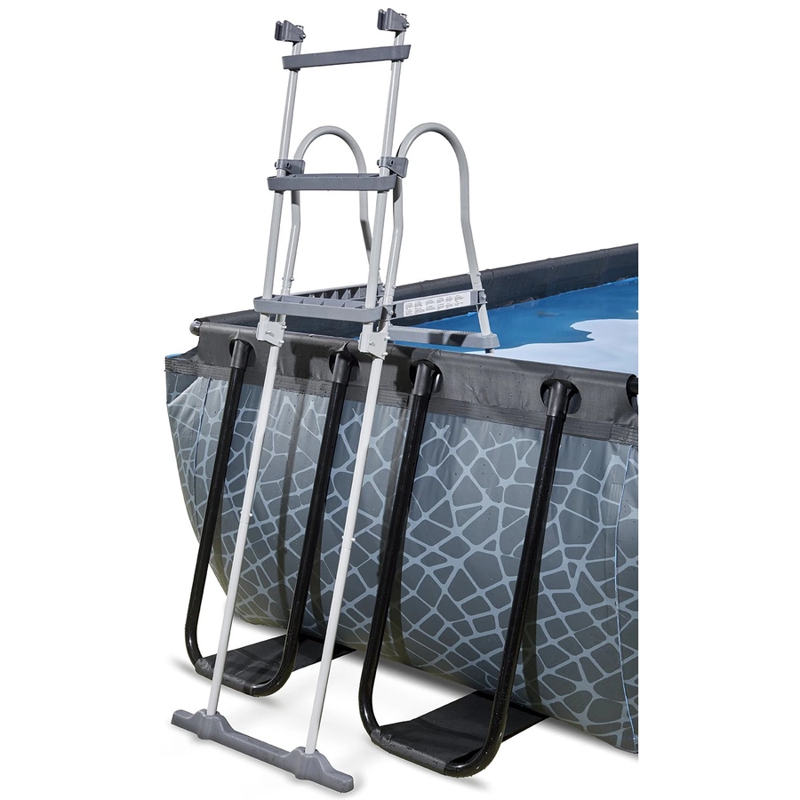 EXIT Pool Stone 400x200cm mit Abdeckung und Sandfilterpumpe, grau