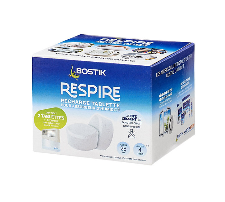 Lot 2 tablettes pour absorbeur d'humidité Respire Bostik 25m²