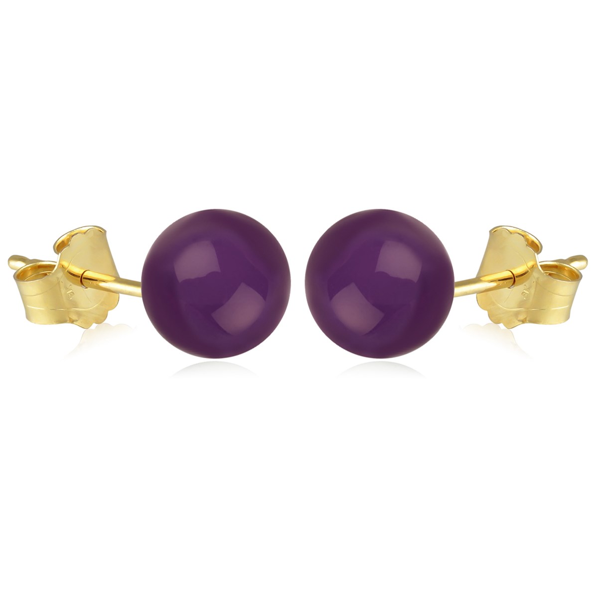 Boucles d'oreille plaqué or boule amethyste 10MM