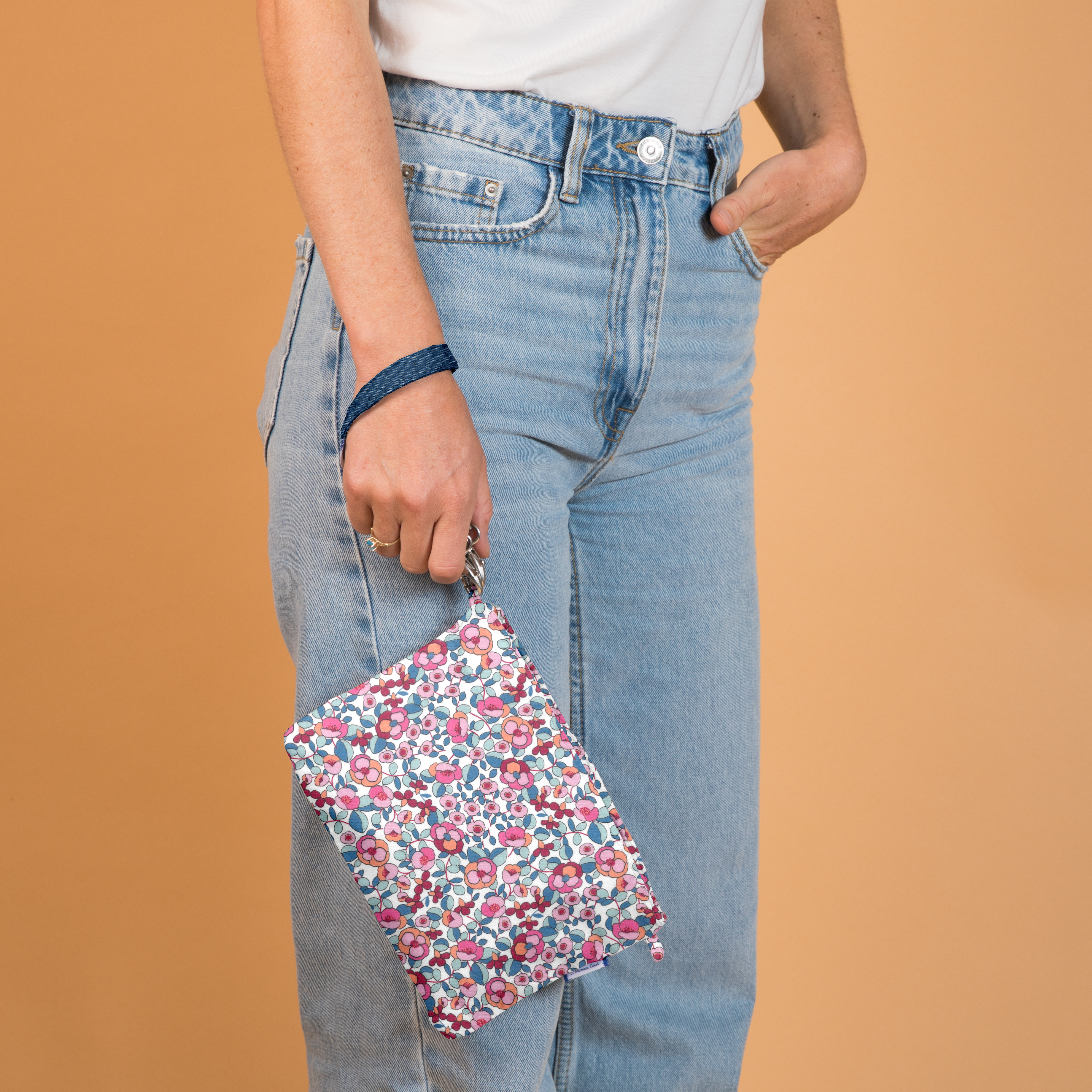 Pochette Tissu Boutons Rose