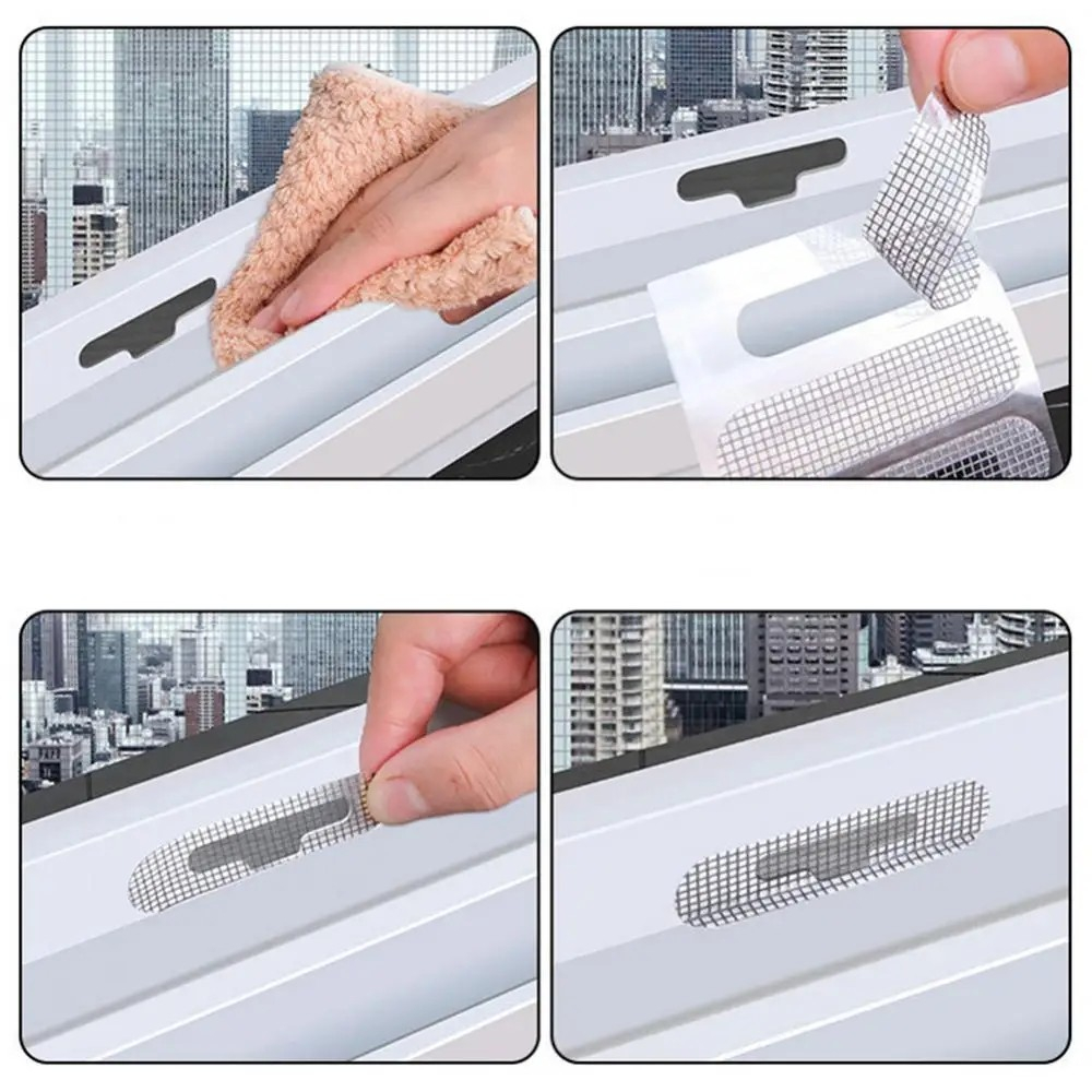(25er Set) 60x15mm Selbstklebende Moskito Netz Reparatur Flicken Fliegennetz Aufkleber Insektenschutz Gitter für Fenster / Türen - Grau
