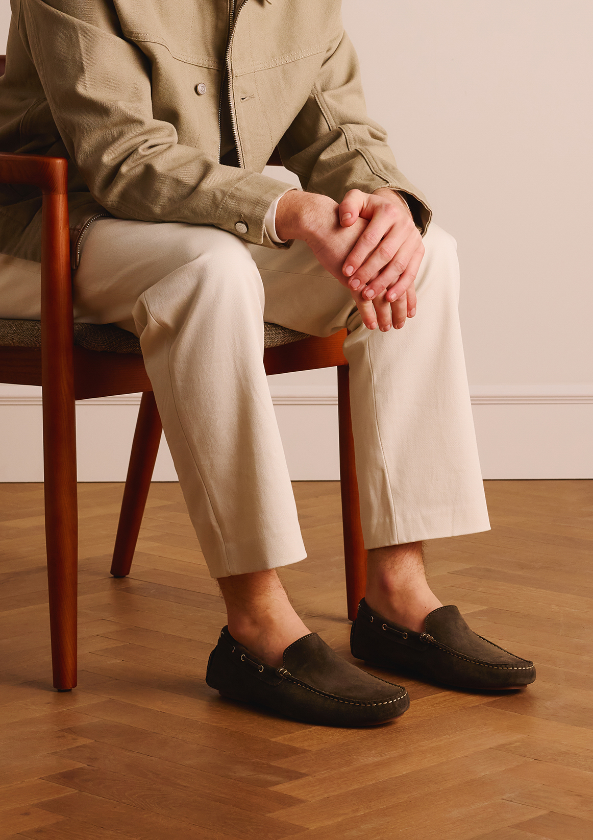 Groene suède loafers