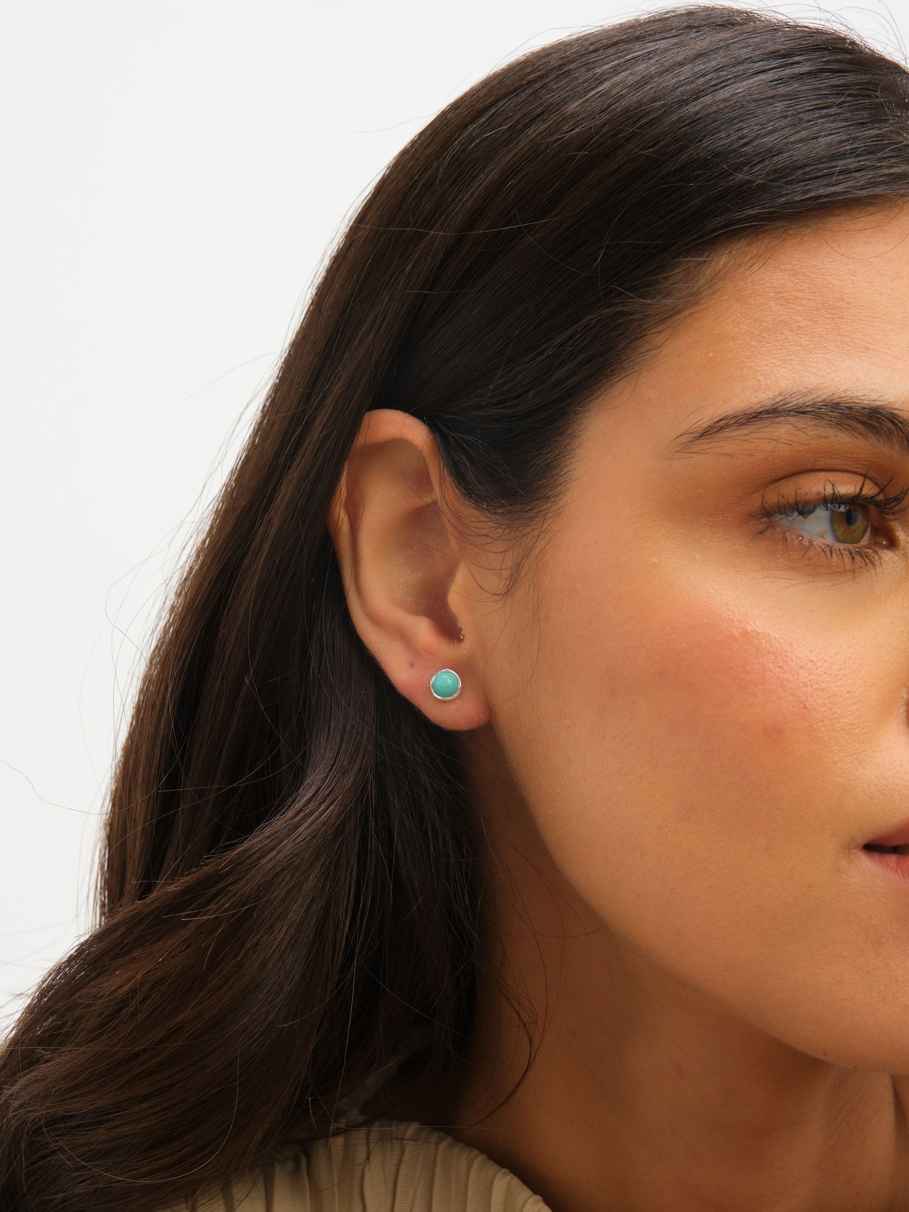 Simply Silver Semi Precious Turquoise Stud Earrings