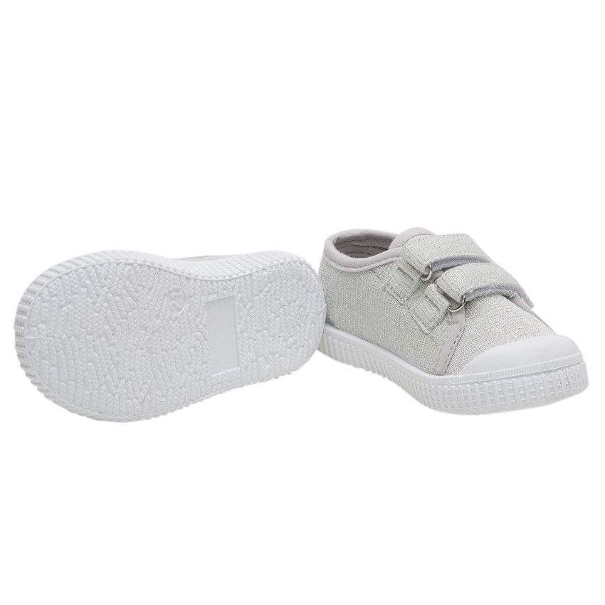 Baskets basses argentées en toile mélangées de fils brillants du 20 au 23 - Gris chiné