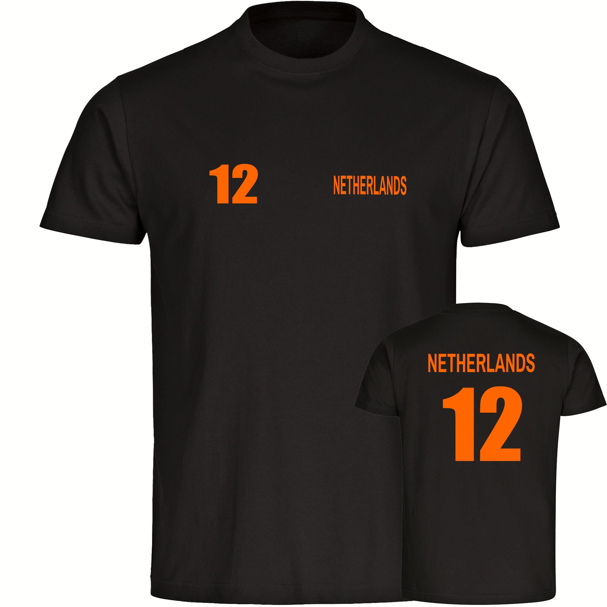 multifanshop® Kinder T-Shirt- Netherlands - Trikot 12 - Druck orange