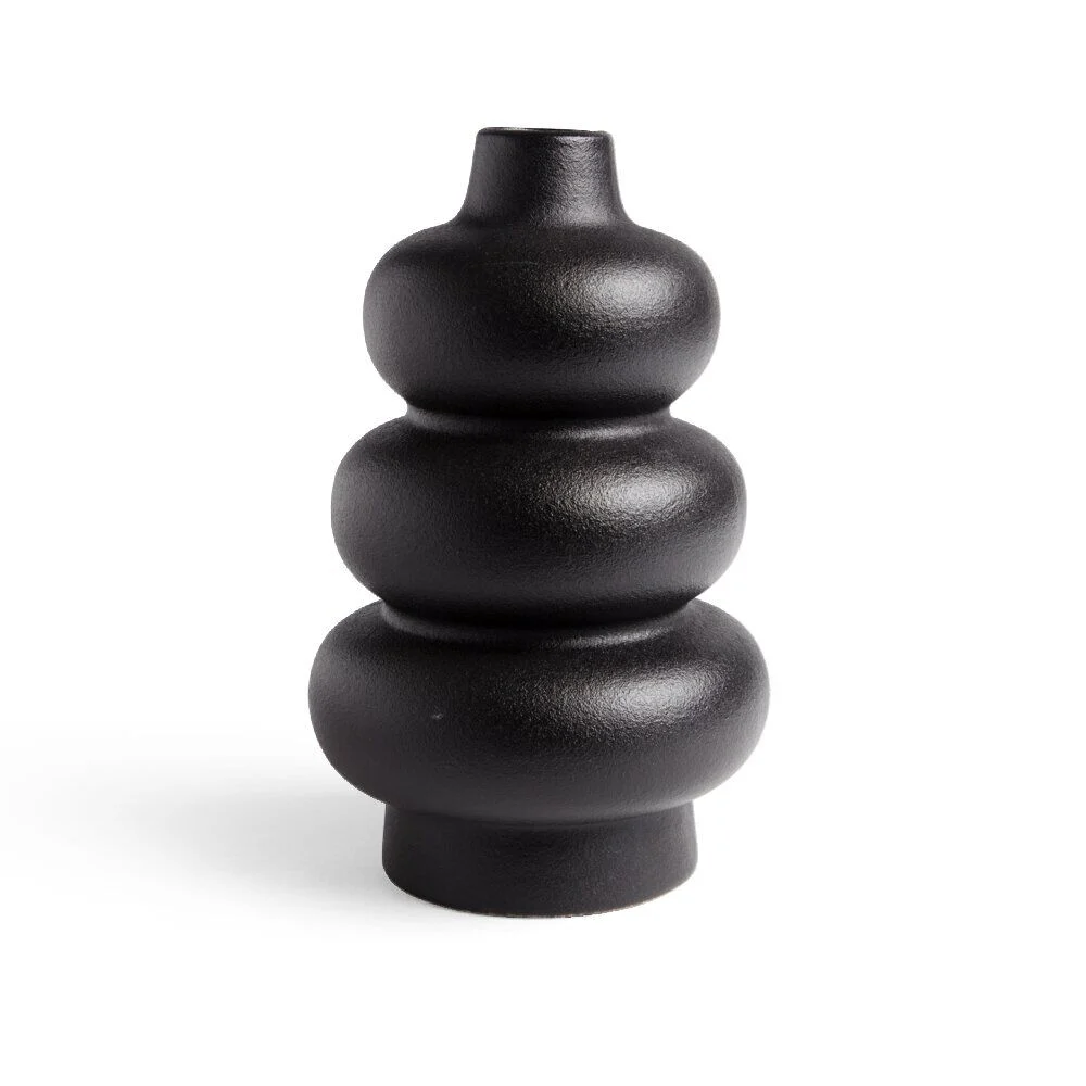 Vase rond céramique noir Ø15,5xH25cm