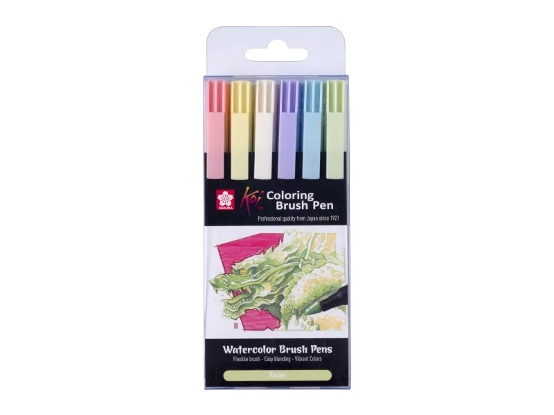 Sakura Koi Colouring Brush Pen set Pastel | 6 colours