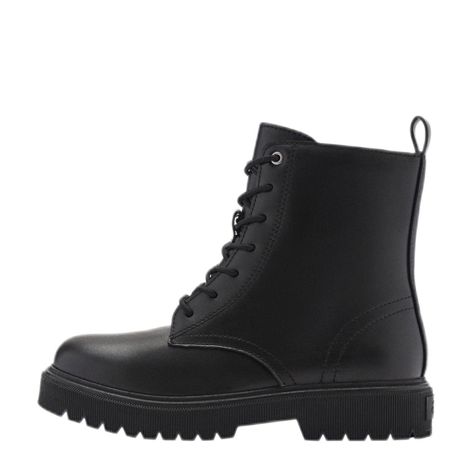 Mango Kids leren veterboots zwart