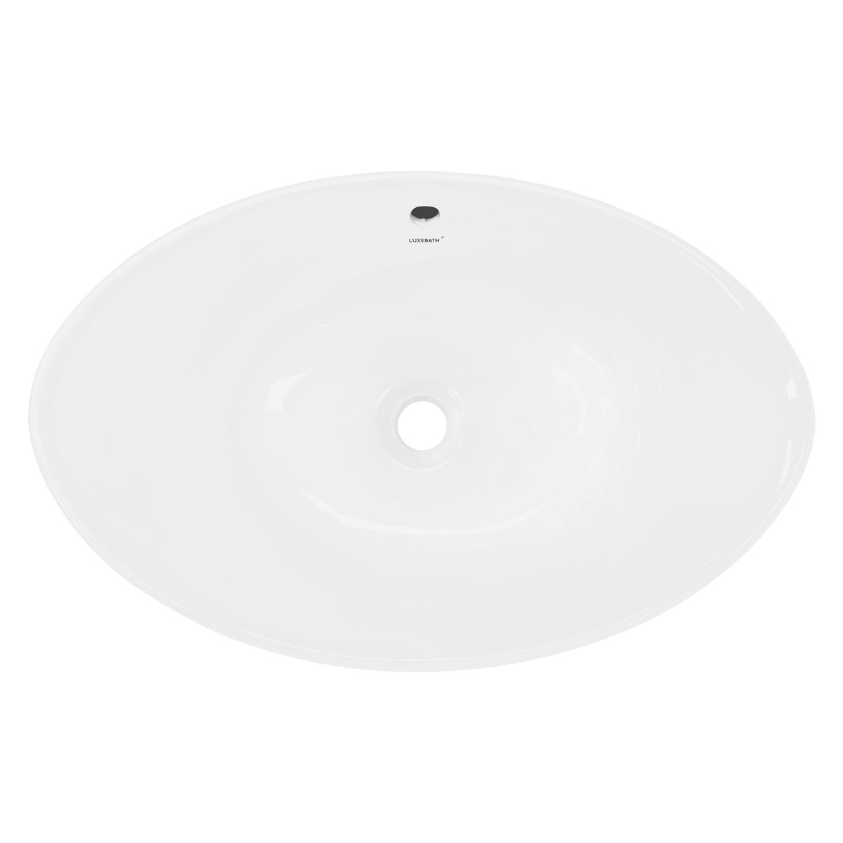 ECD Germany Wastafelmeubel 590x390x200 mm Ovaal Keramiek Wit incl. Afvoergarnituur voor wastafels met overloop Opzetwastafel Opzetwastafel Opzetmeubel Waskom Spoelbak
