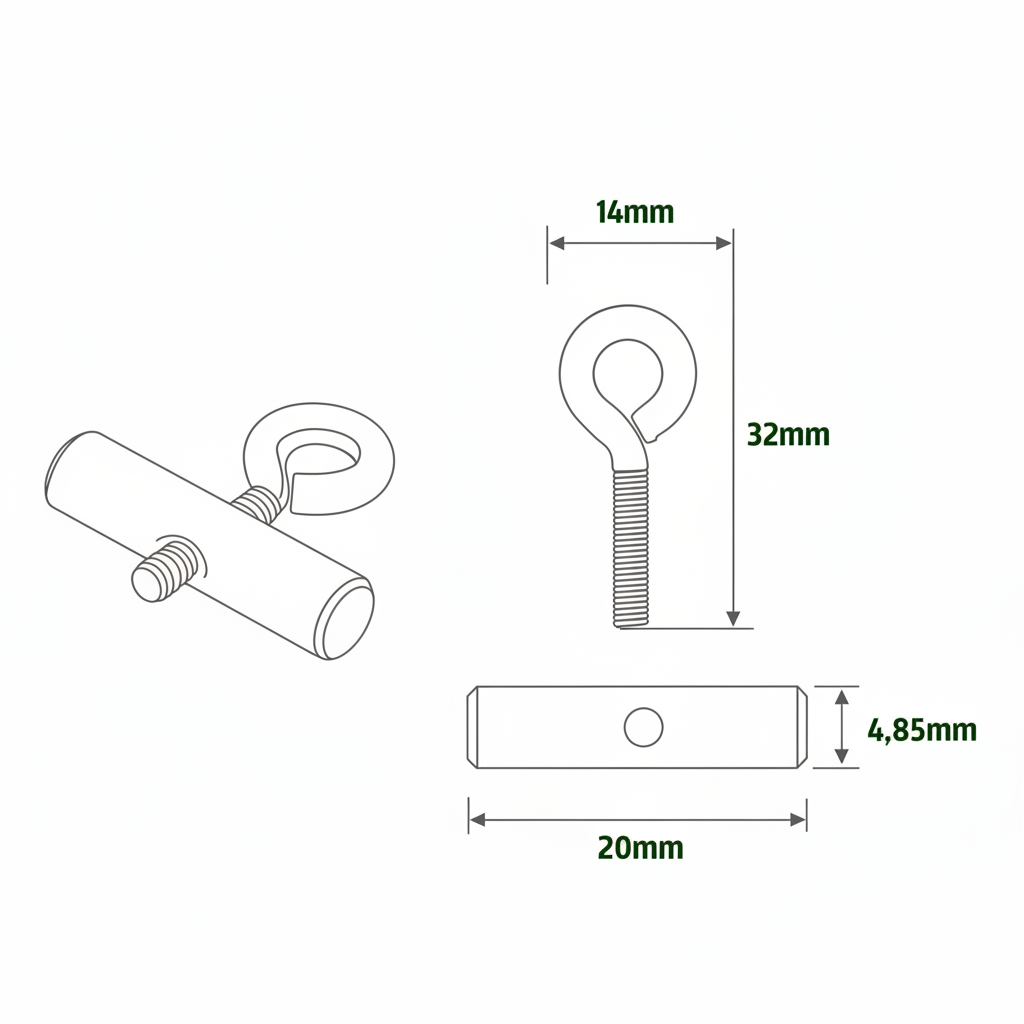 040parts 5 mm railstopper met schroefoog - Set van 2