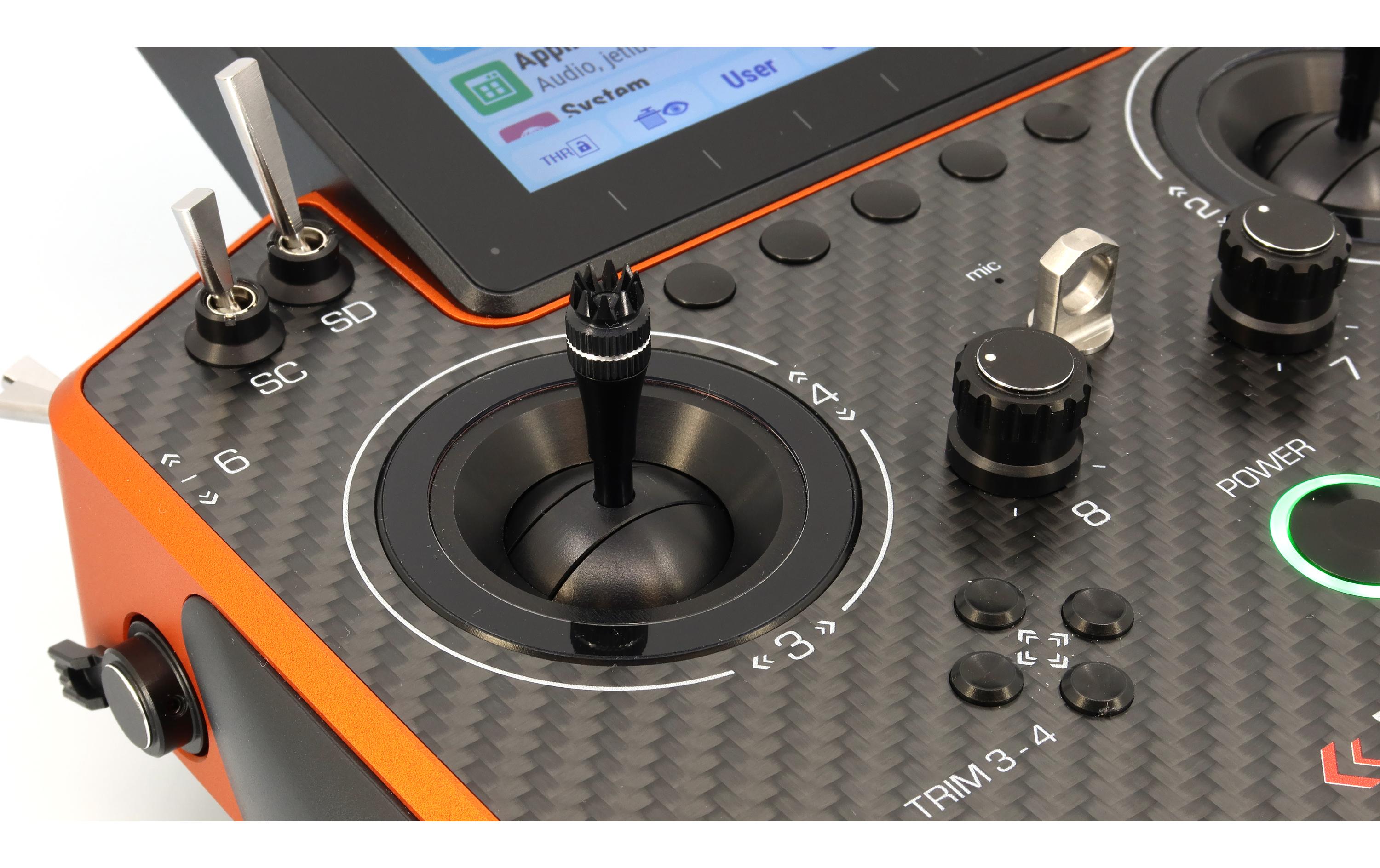Fernsteuerung DS-24II Carbon Line Orange 24 Kanal, Duplex EX<br>Professioneller 24-Kanal-Sender mit Geber auf Rückseite und Carbon-Frontplatte