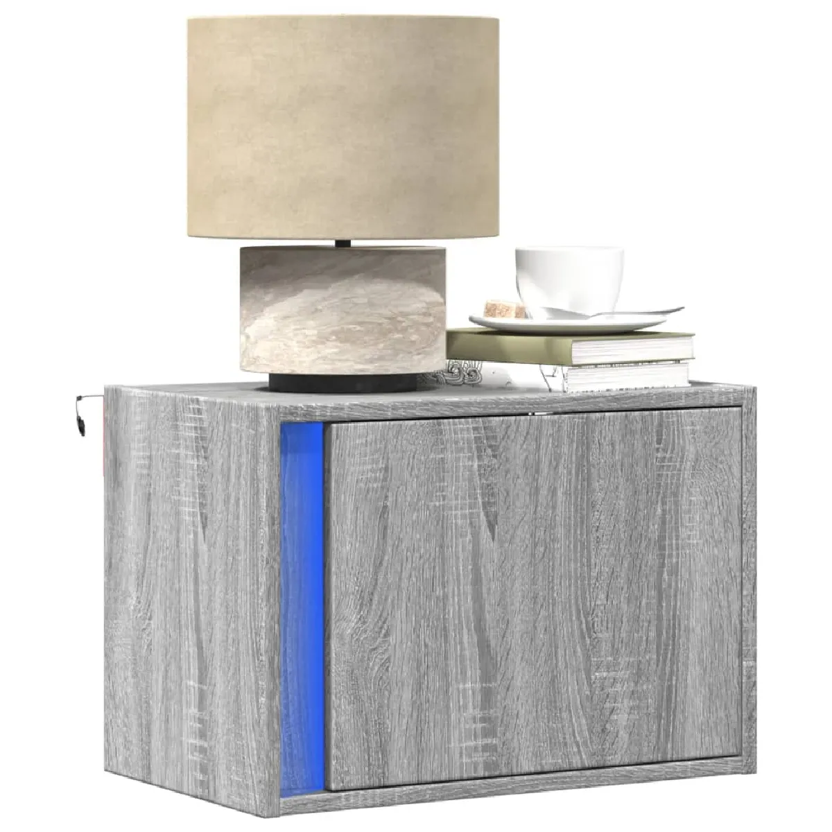 vidaXL Table de Chevet Murale LED Sonoma Gris
