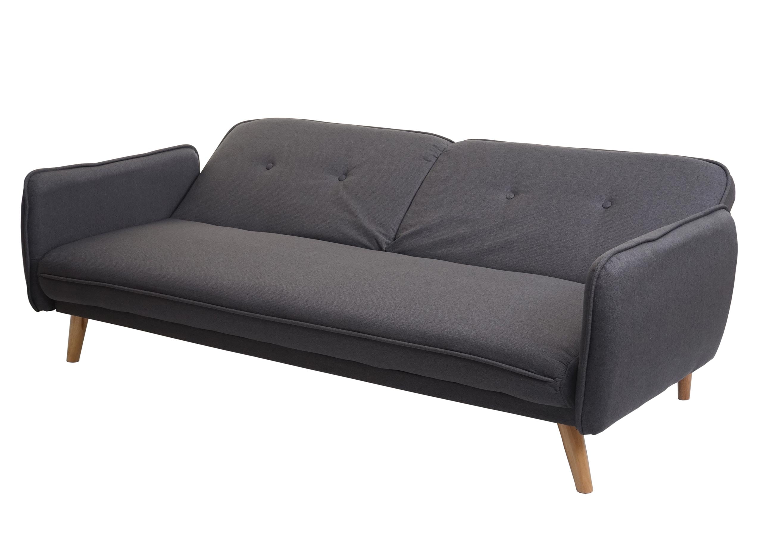 Schlafsofa MCW-J18, Couch Klappsofa Gästebett Bettsofa, Schlaffunktion Stoff/Textil 185cm ~ anthrazit-grau