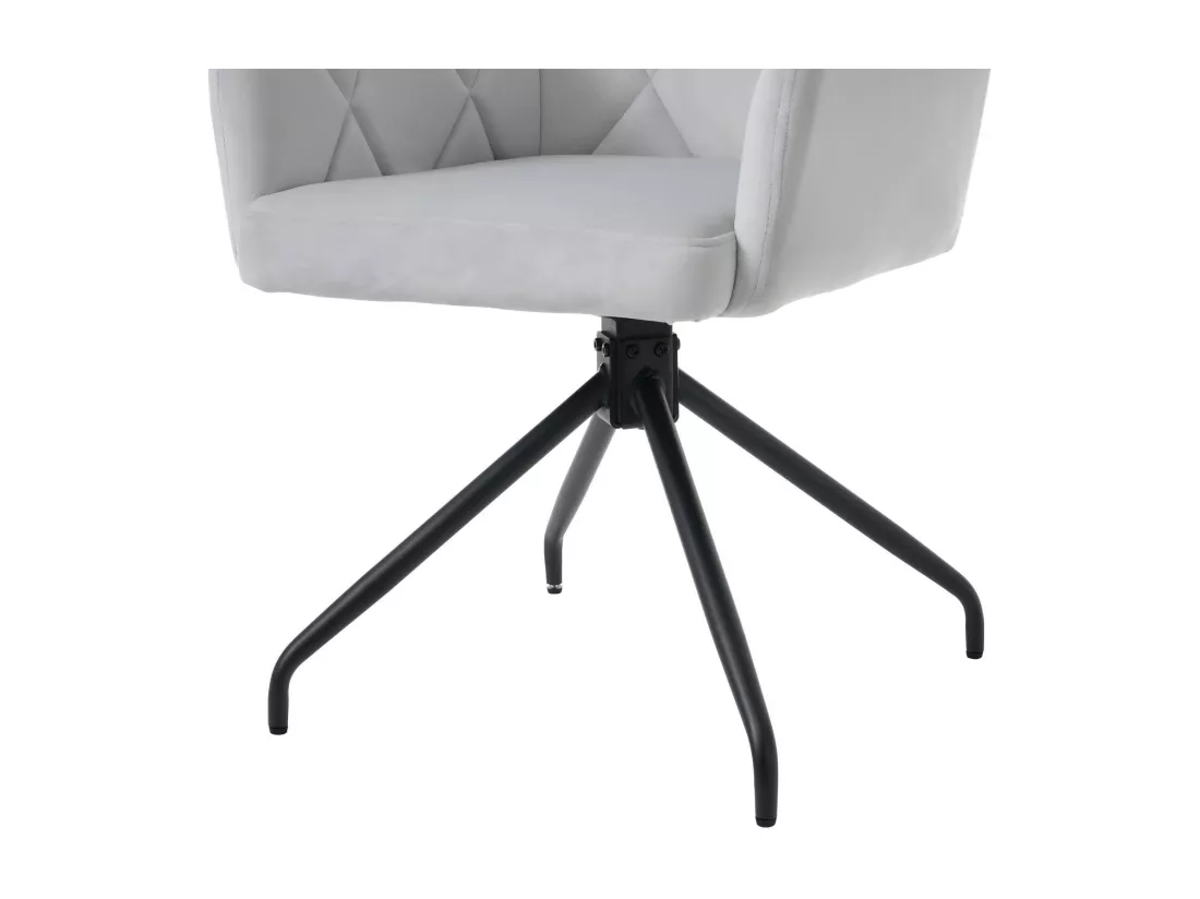Lot de 4 chaises pivotantes en velours, motif de diamant, avec accoudoirs, support lombaire, 60x45x85cm, Gris