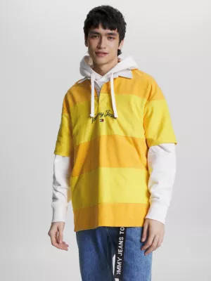 Camisa de rugby listrada de manga curta oversized
