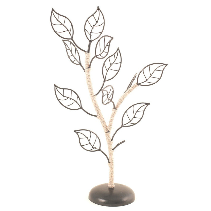 Porte bijoux arbre noir en métal et sisal Noir