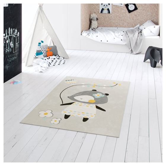 Tapis chambre d'enfant - lily fox - gris - 120 x 170 cm