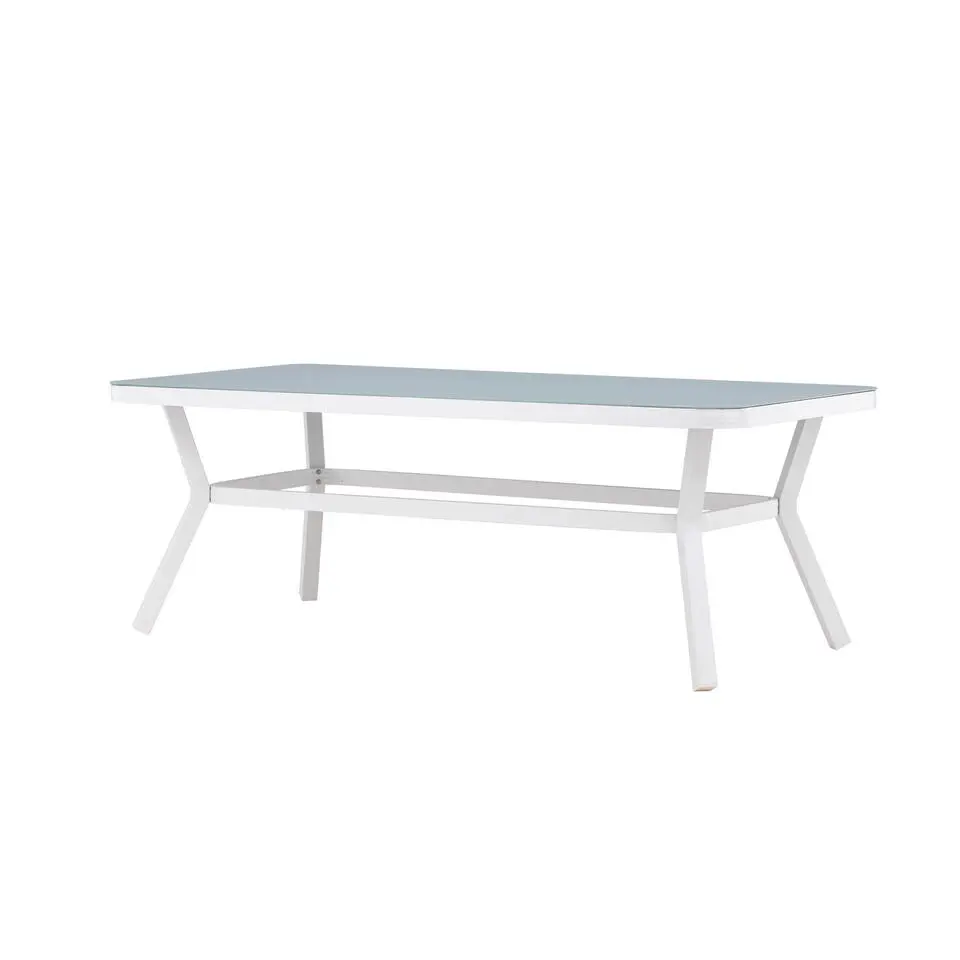 Eettafel Wit Grijs Glas - 200x100x74cm - Virya