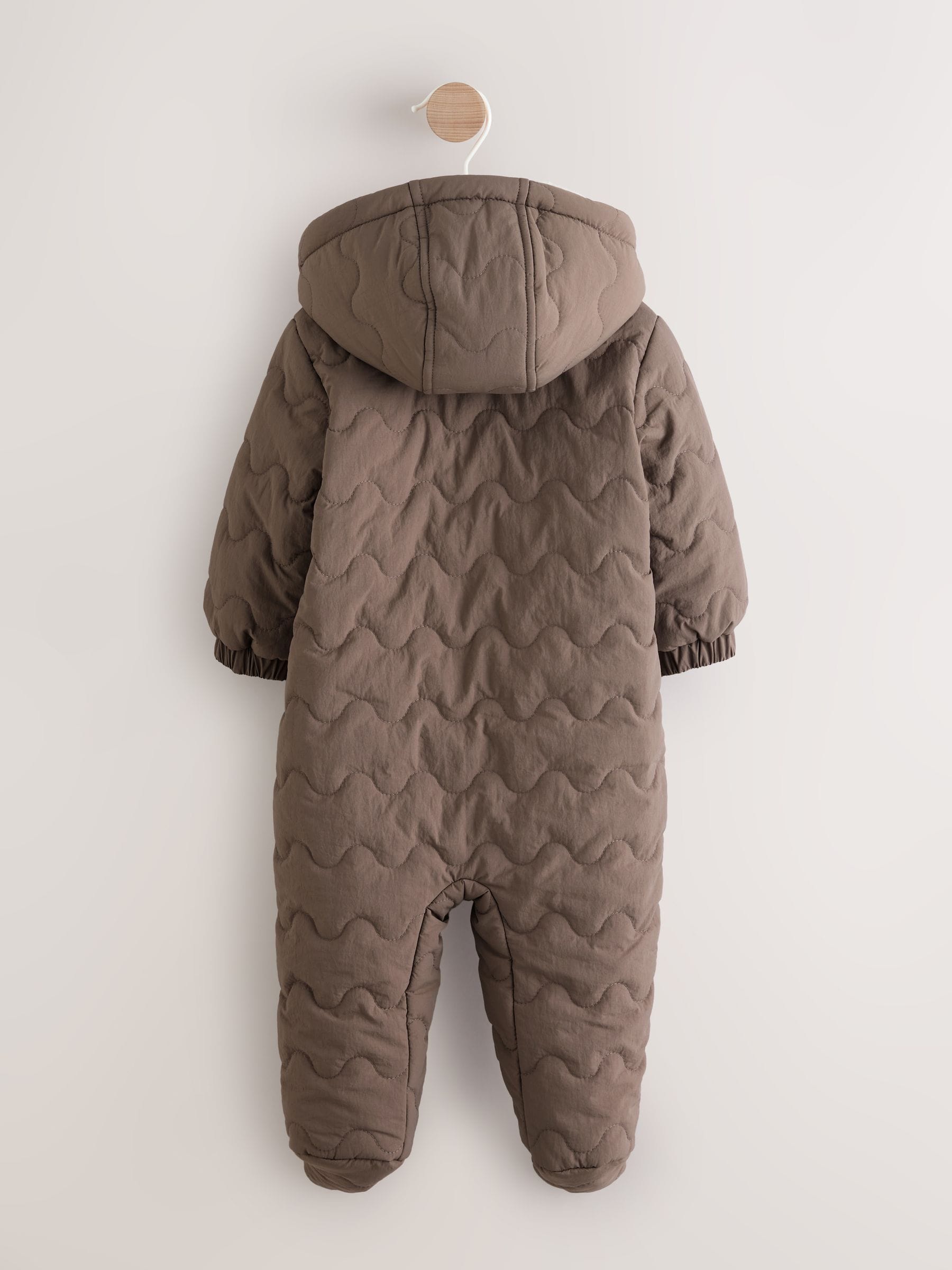 Bruin - Baby all-in-one van nylon met capuchon (0-18mnd)