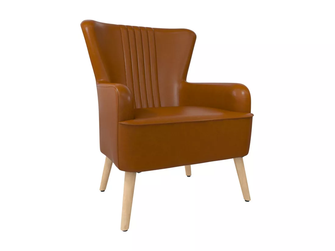 Wynn | Chaise d'appoint rembourrée en faux cuir camel