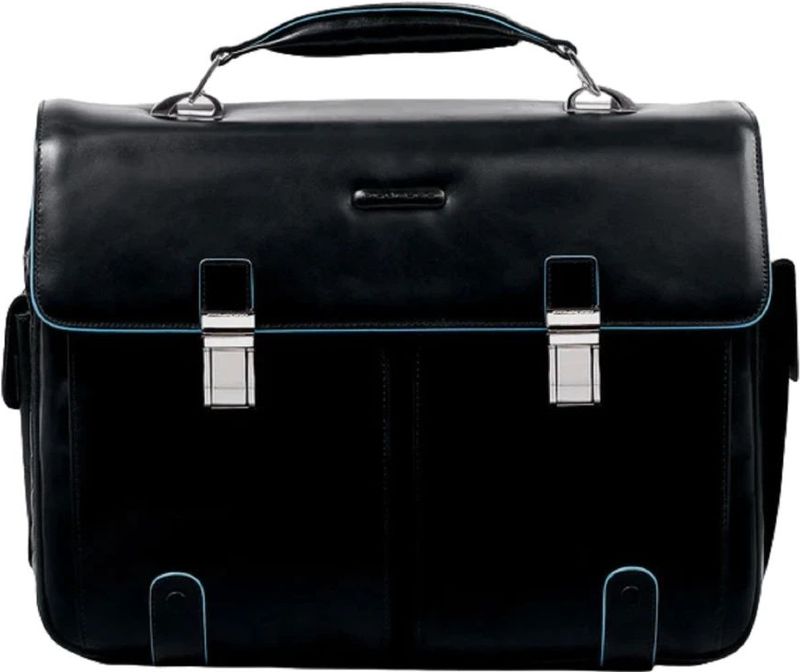 Piquadro - Blue Square - Computer Briefcase - Zwart - Kalfsleer
