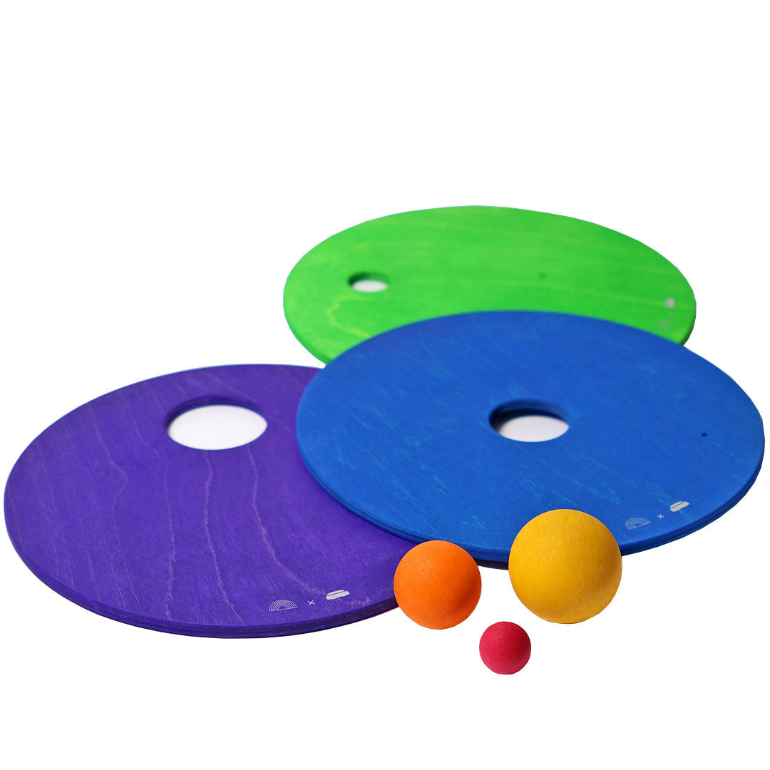 Stapelstein original rainbow classic met rolling discs - 6st   3st
