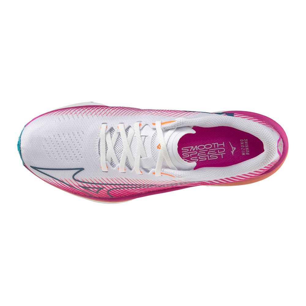 Mizuno WAVE REBELLION PRO - Chaussures running Femme white/silver/807 c
