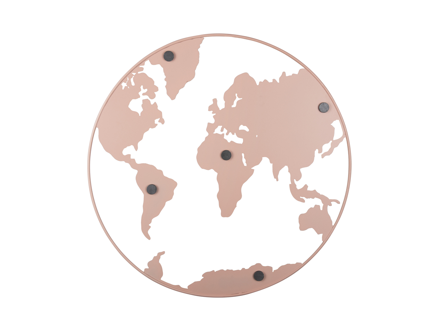 Memo board World Map w. magnets iron light pink
