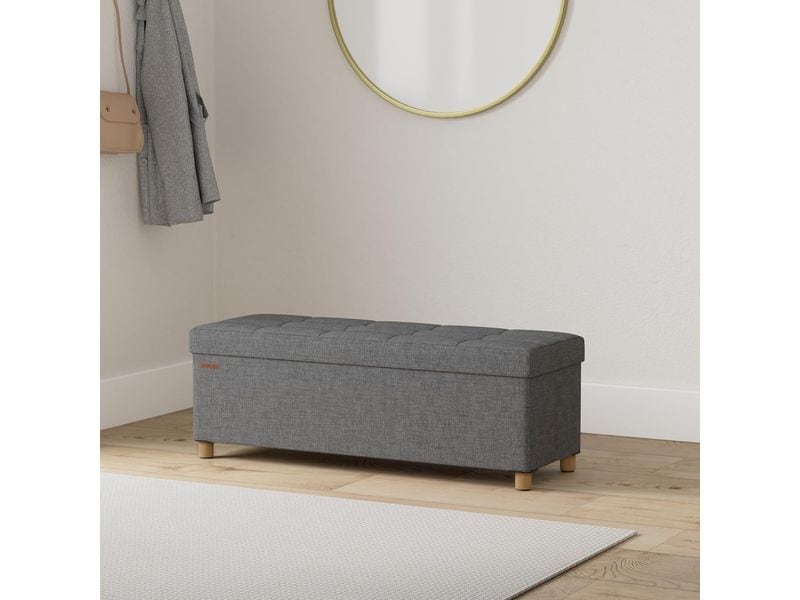 Songmics Sitztruhe Ottomane 110 x 40 cm, Grau Sitzbank mit Stauraum