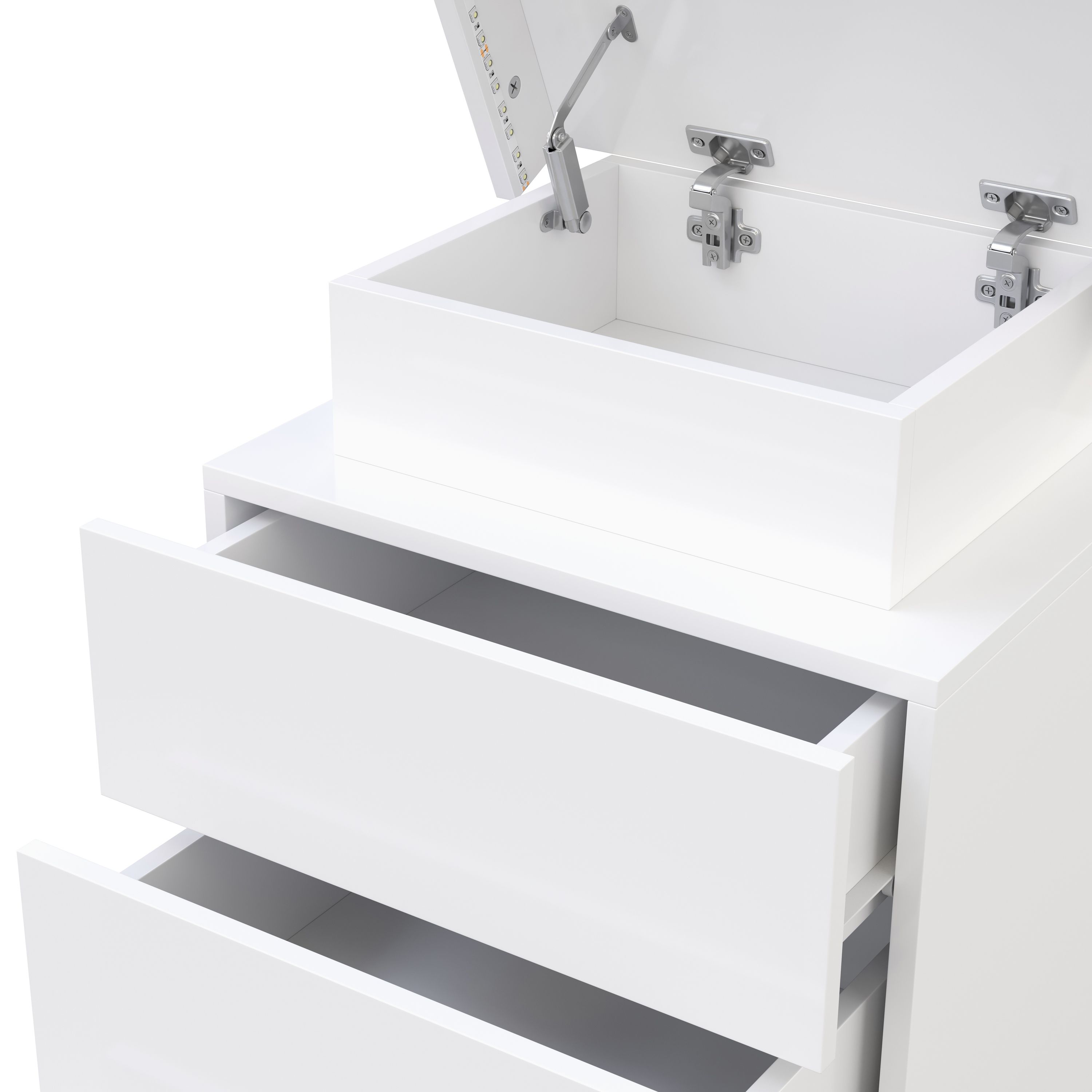 Nachttisch LED MOYA 3 Schubladen weiss