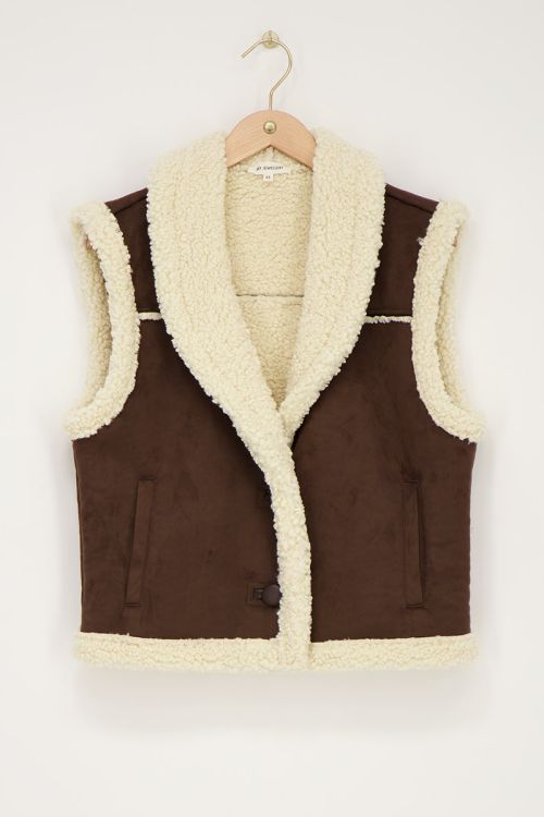 Bruin suède teddy gilet