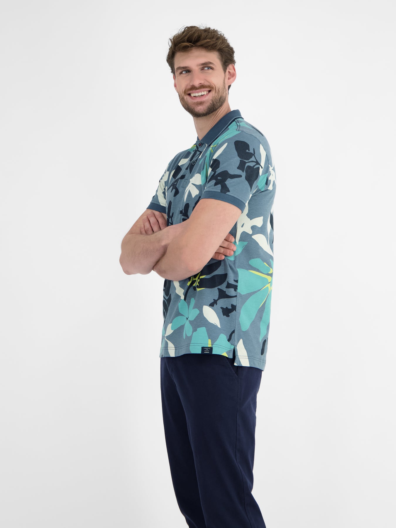 Poloshirt, sommerlich-floral gemustert