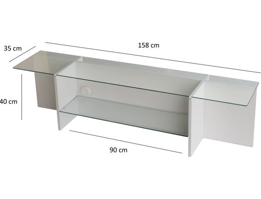 CONCEPT1 - Meuble TV Escape tv blanc 158 x 35 x h40 cm