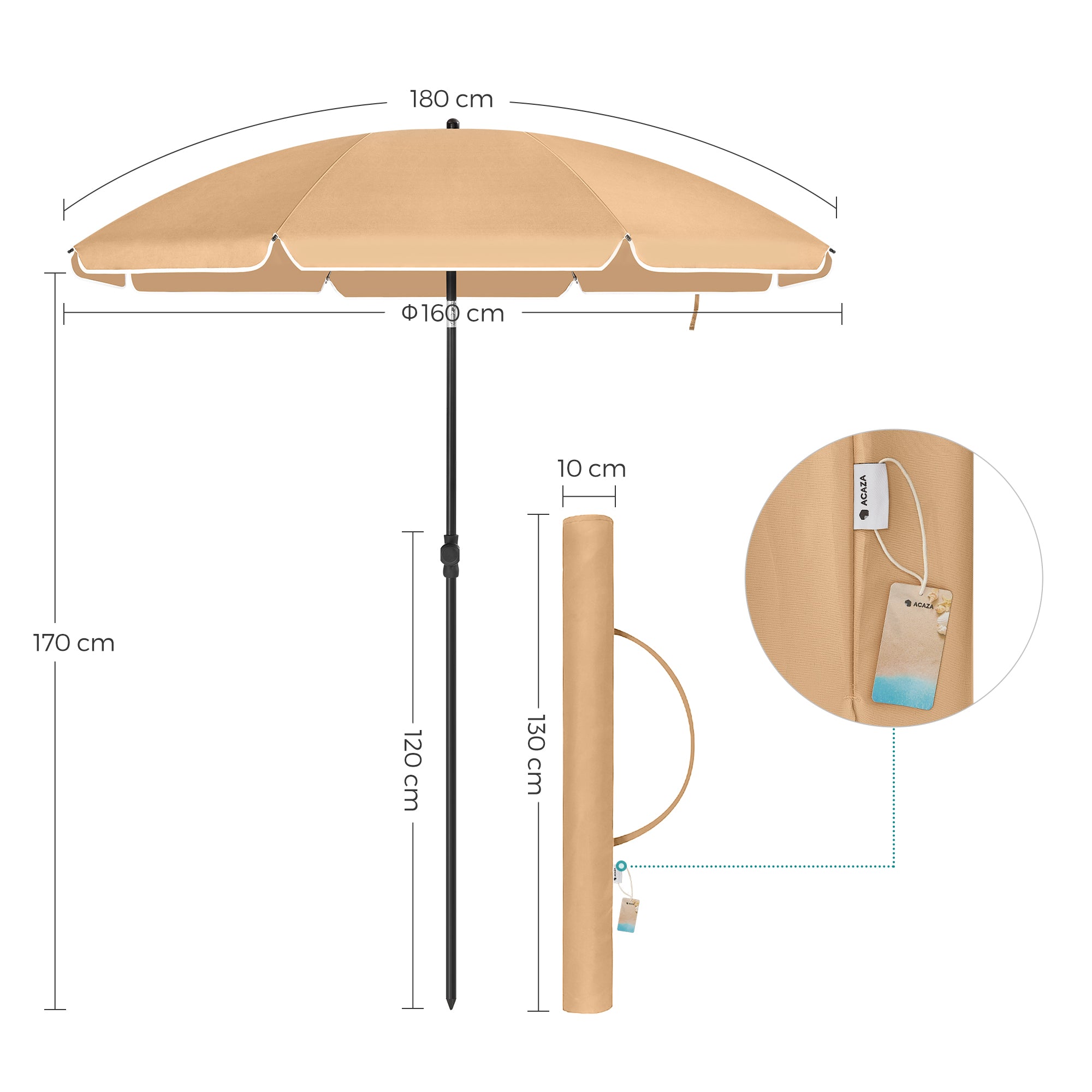 ACAZA Stokparasol Taupe