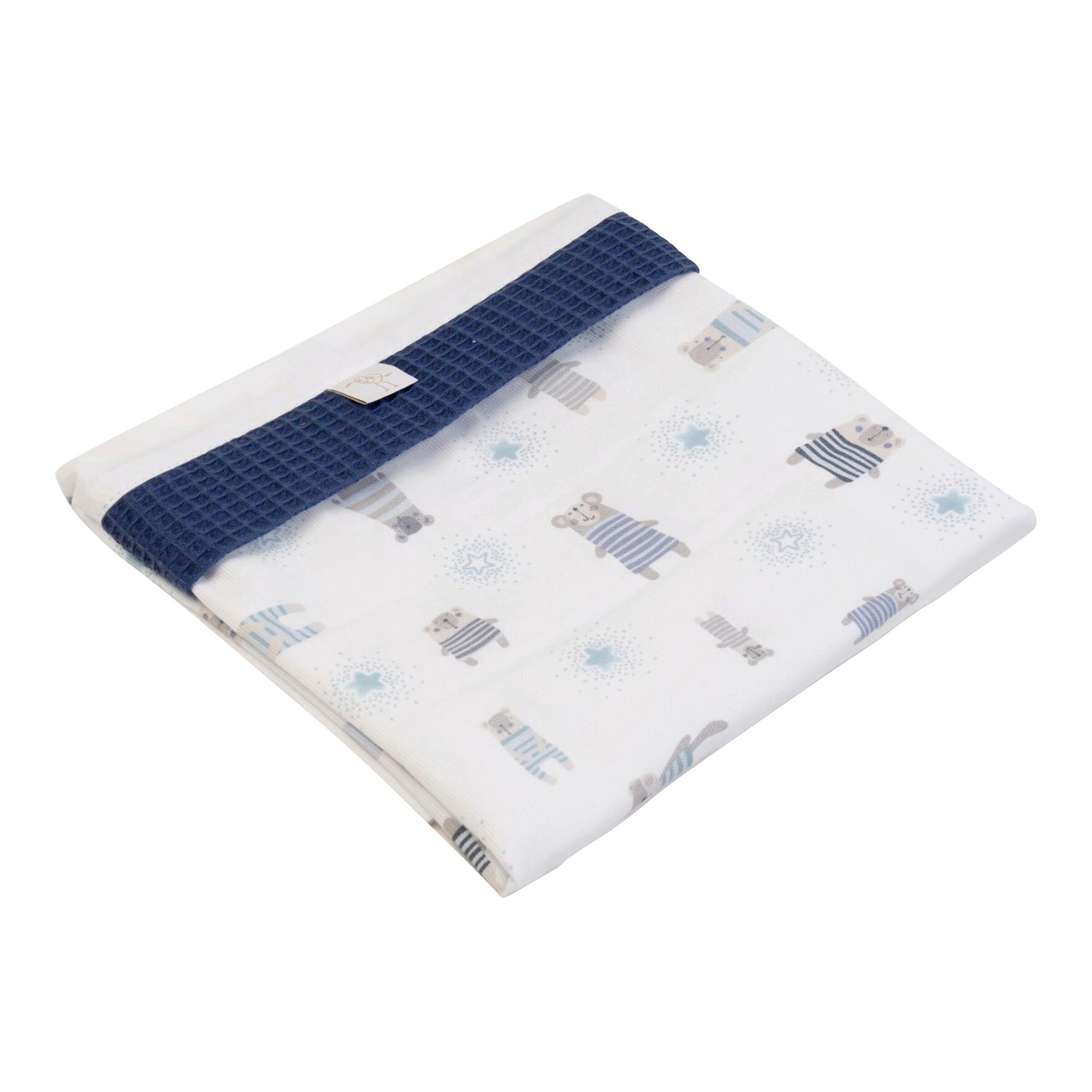 Mionido Stubenwagen Maxi mit Bettwäsche weiß / Pyjamabär blau