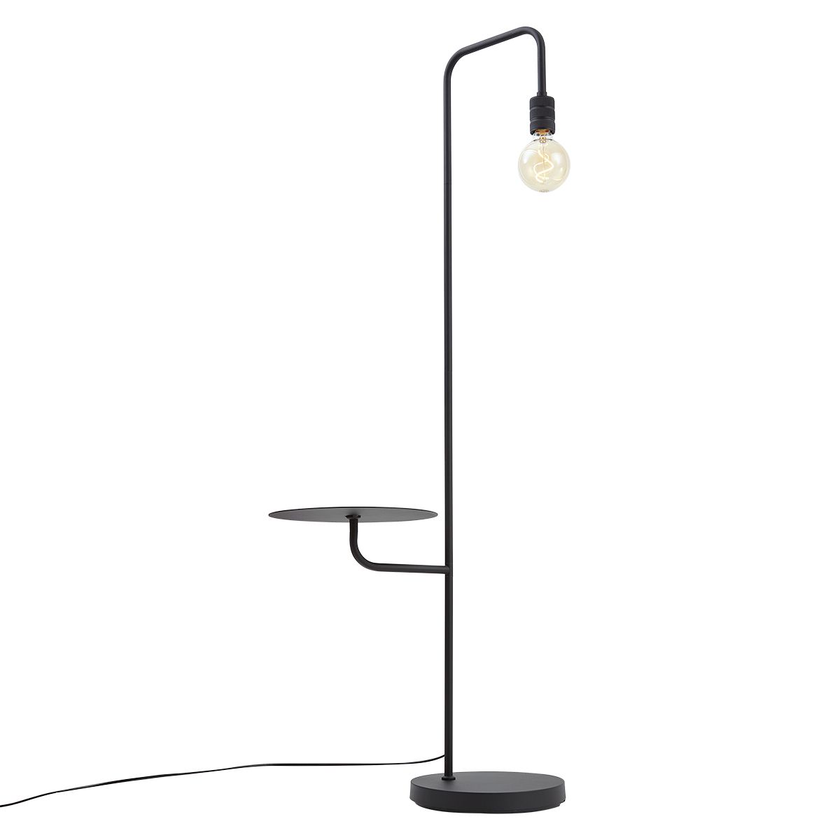 Moderne vloerlamp zwart met ronde tafel - Ostrich