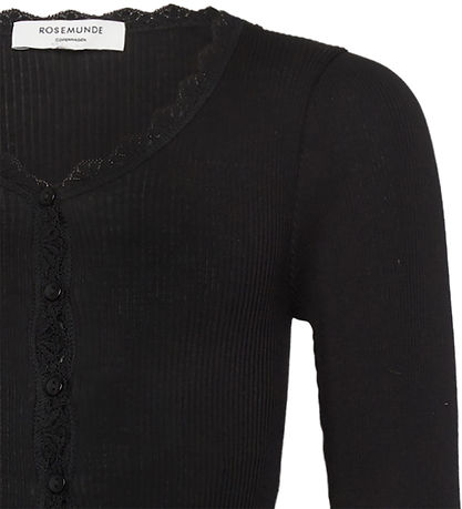 Rosemunde Cardigan - Rib - Weiß - Schwarz m. Spitze
