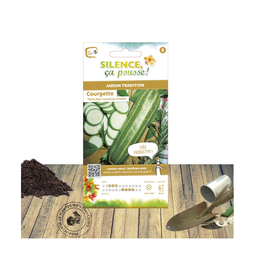 Graines de courgette verte non coureuse d'italie/cucurbita pepo verte non coureuse d'italie[-]sachet de 4 gr.