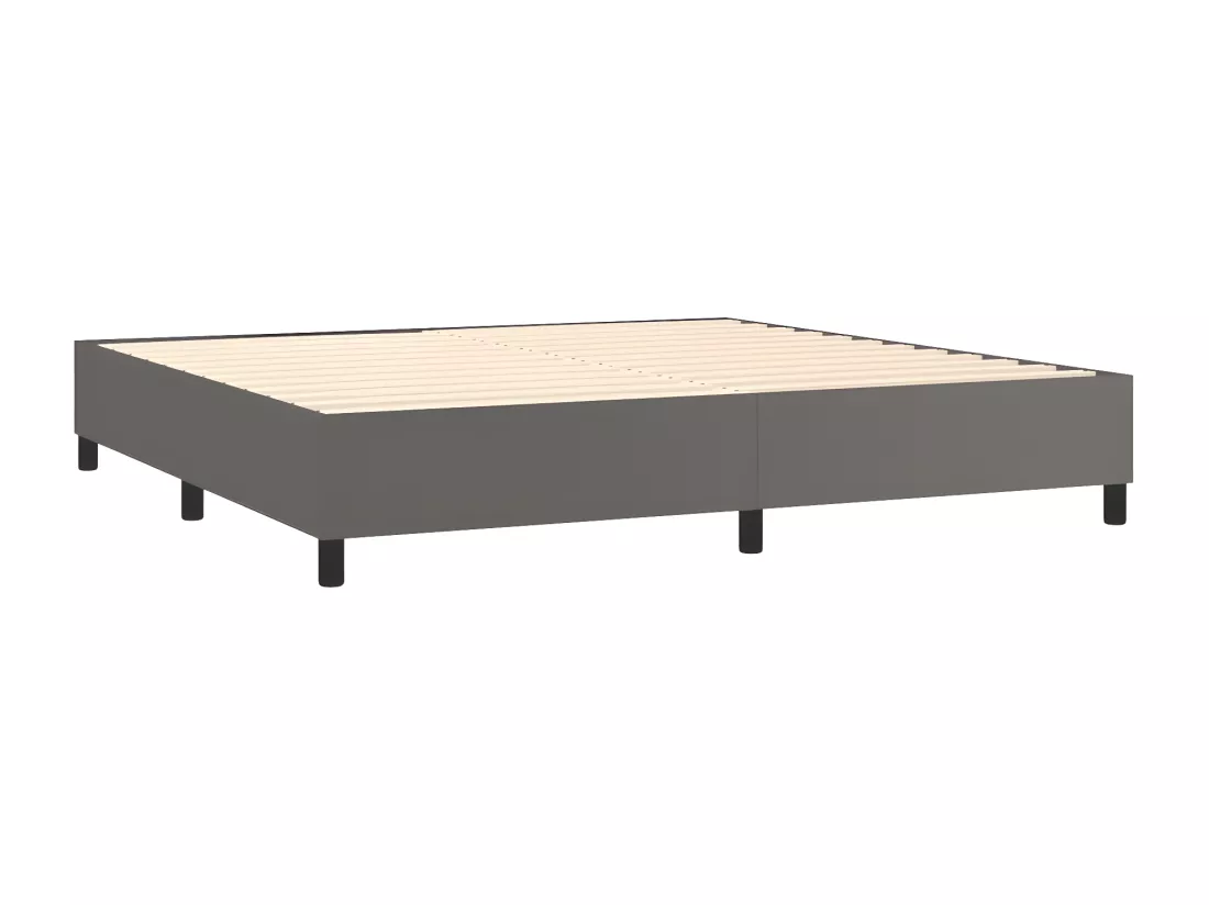Sommier tapissier et matelas et LED Gris 200x200 cm Similicuir