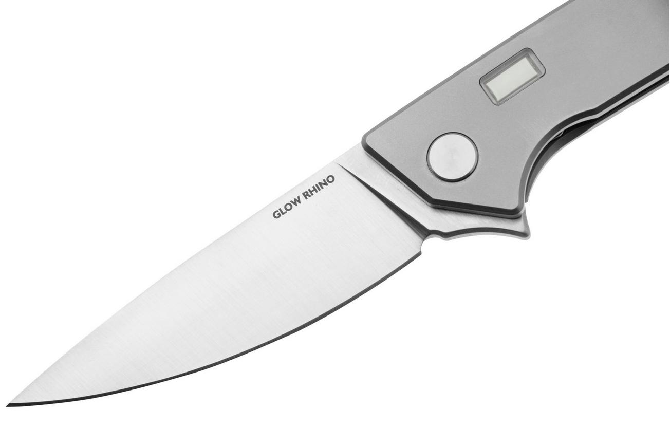 Glow Rhino Reactor KNIFE-REACT-TI Satin S35VN, Titanium Green Tritium, zakmes