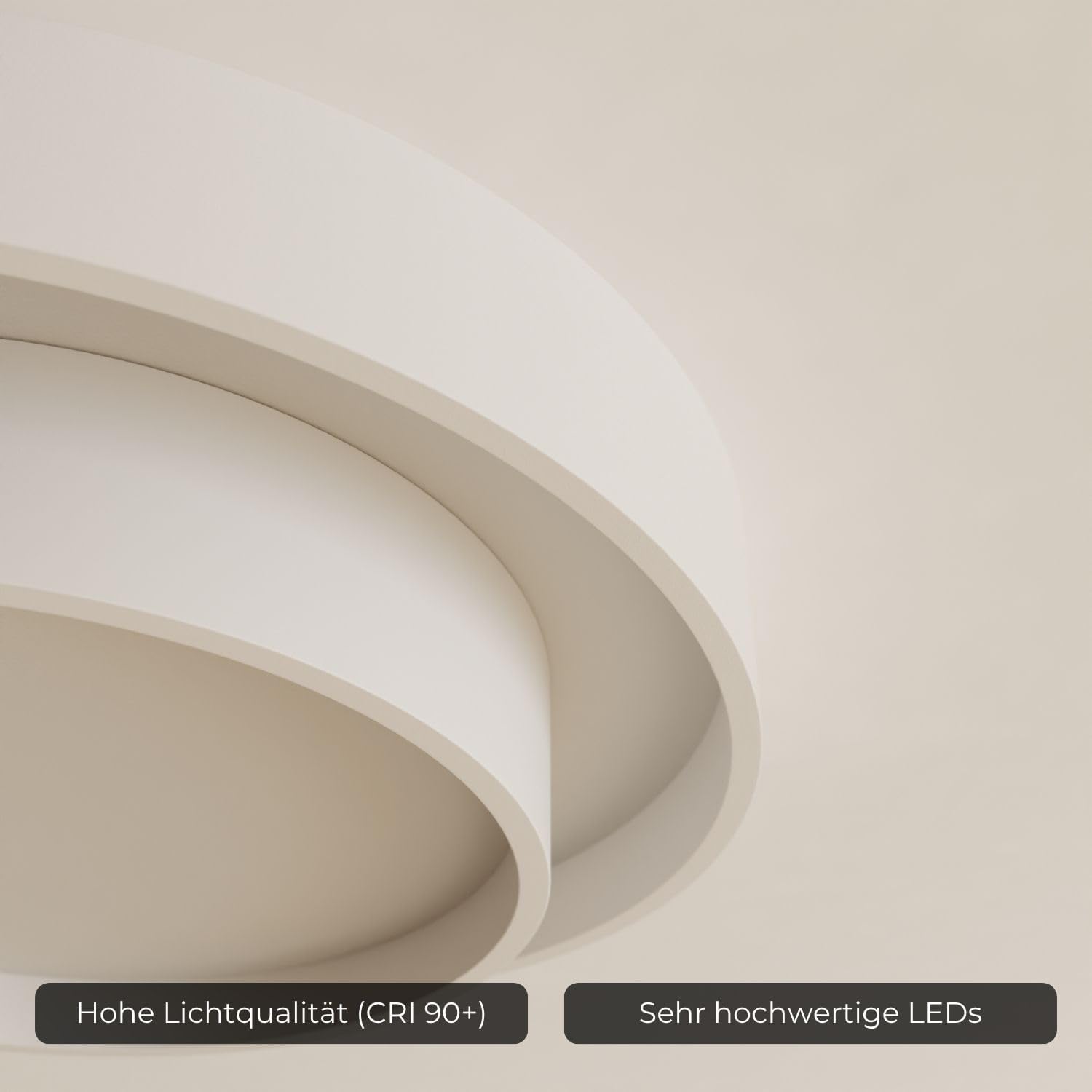 Deckenleuchte 'Aurelia' LED warmweiß 2700 K nicht dimmbar CRI 92 hohe Helligkeit 3420 Lumen Designerlampe modern Aluminium Deckenlampe (Weiß 50cm)