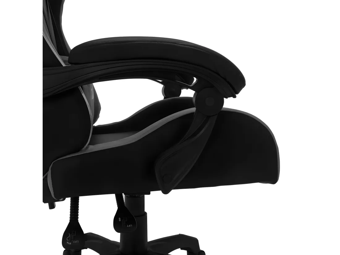 Fauteuil de jeux vidéo avec LED RVB Gris et noir Similicuir