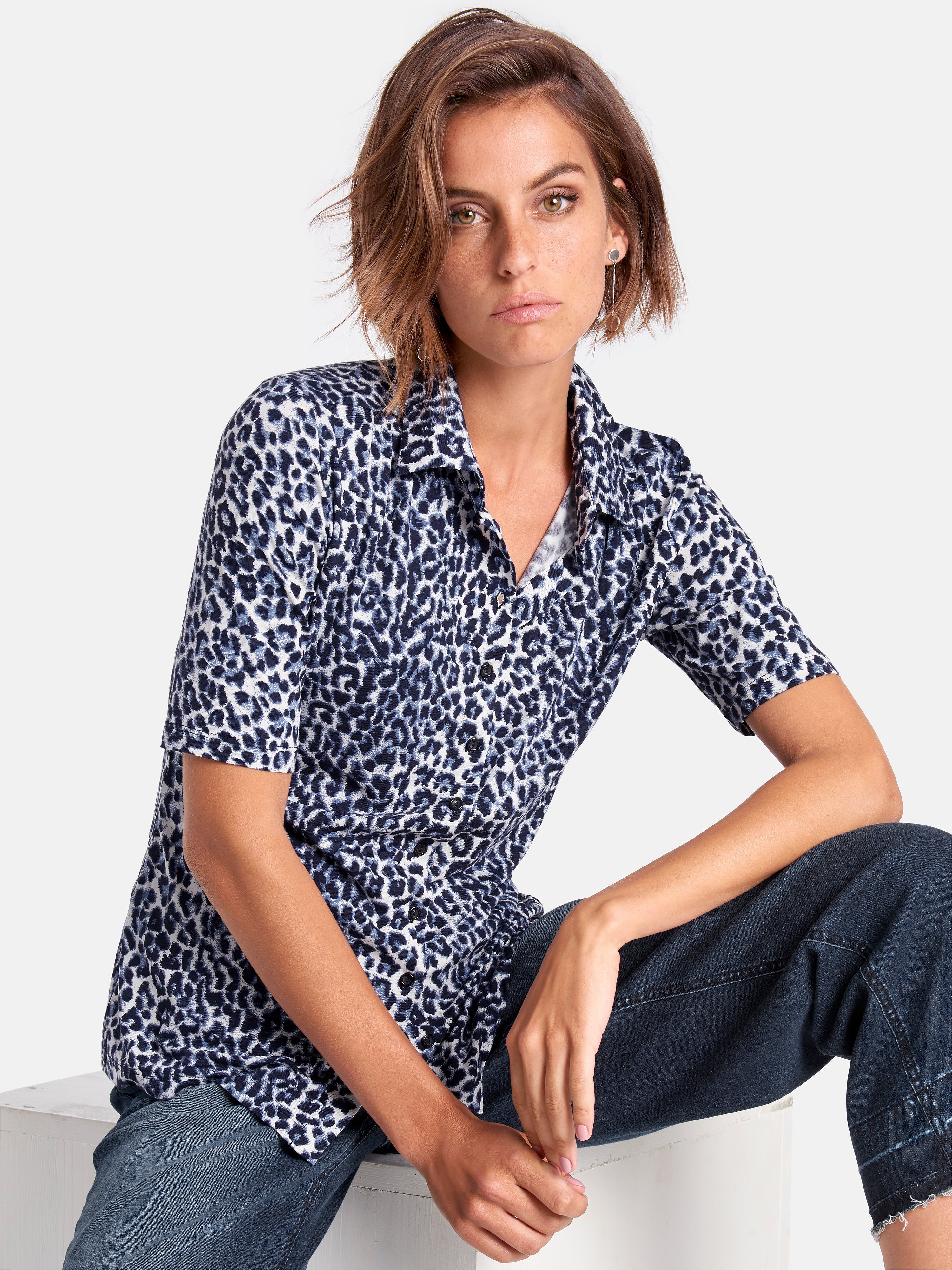 Jersey-Bluse mit 1/2-Arm