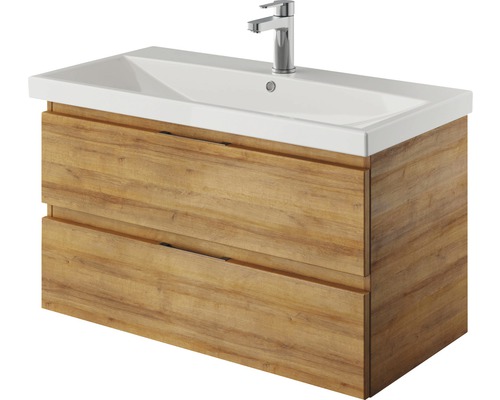 Pelipal Xpressline 4035 wastafelmeubel, BxHxD 86 x 48,2 x 43,5 cm, frontkleur: Riviera eiken, 4035.478602
